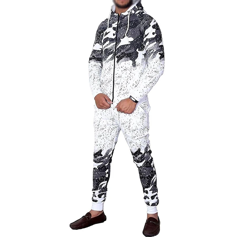 

ZOGAA Men's Tracksuit Casual Camouflage Fashion Sportswear Men Outfits 2 Piece Set Zipper Hoodies and Pants Sweat Suit Set