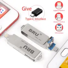 BRU usb OTG Флешка usb флеш-накопитель 3,0 3in116G32G64G128G256GB для iPhone 11 Pro XS X Android type-c логотип на заказ