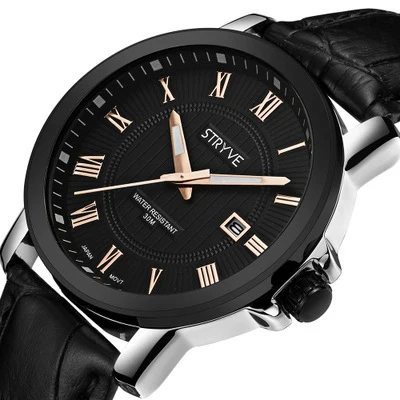 

2019 Men's Business Watch Leather Strap Top Brand Luxury Black Leather Waterproof Calendar Simple Watch Men's relogio masculino