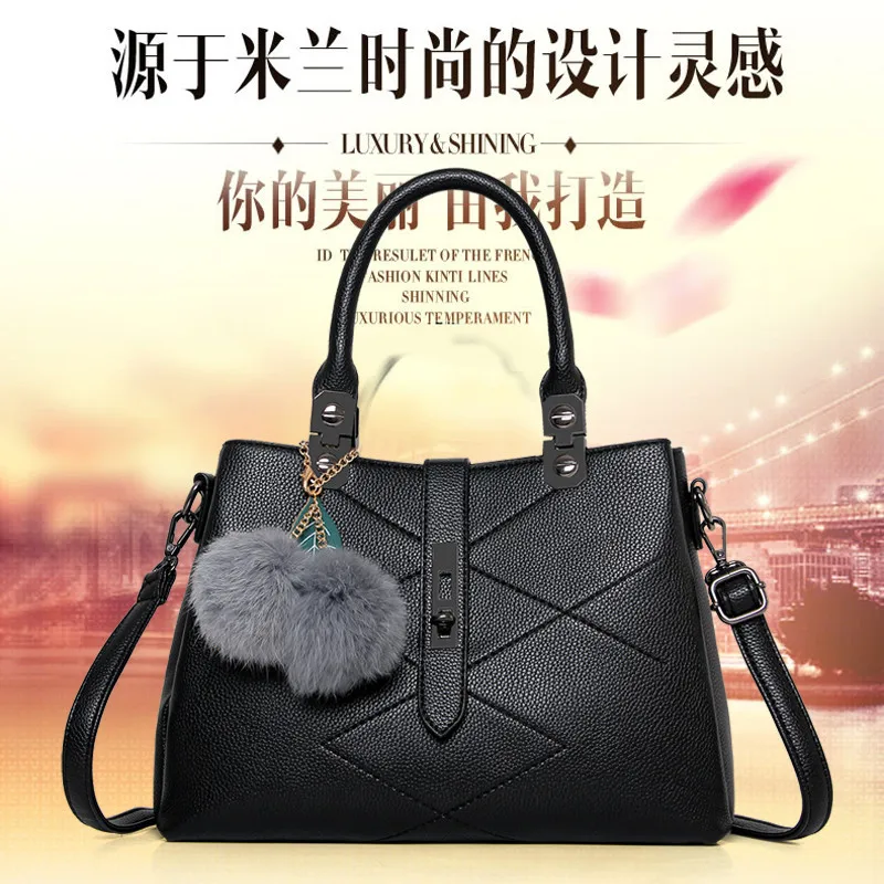 

Holy Snow Beauty Korean-style New Style Simple Shoulder Bag/ Hand Bag Shoulder Bag Fuzzy Ball Pendant Versatile WOMEN'S Bag