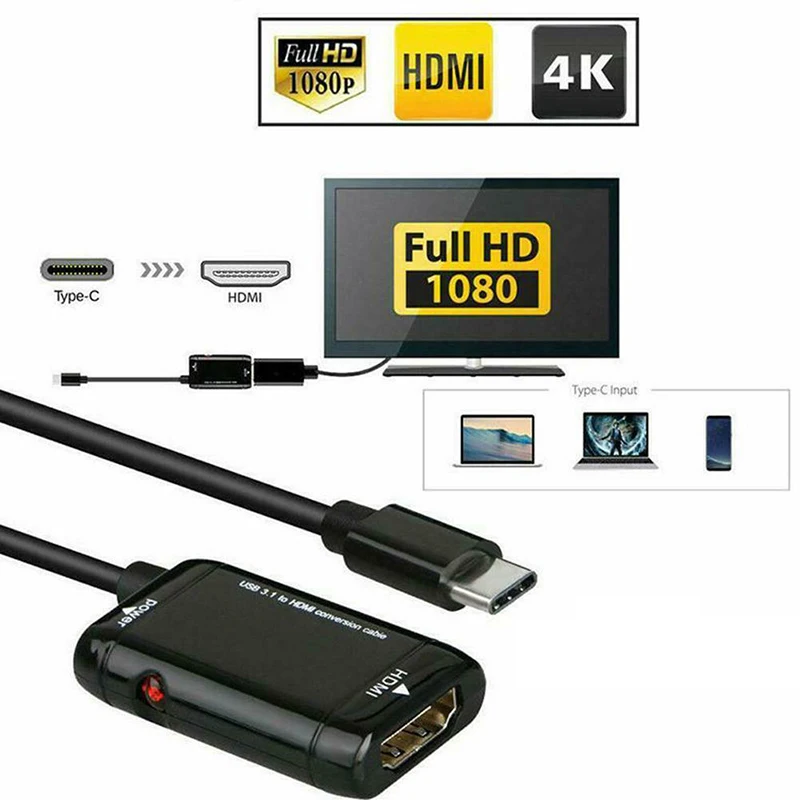 Кабель конвертера HDMI Type C USB3.1 MHL адаптер для Android телефонов планшетов