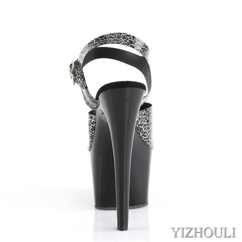 Cracked pattern vamp 15 cm high heels, 6 inch stiletto heels, club pole dancing practice performance, dancing shoes