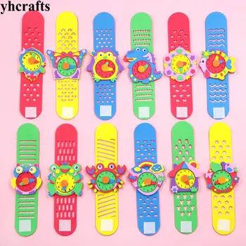 

12PCS/Lot DIY foam cartoon watch crafts kits creative handmade diy material early education simulation toy school award Birthday
