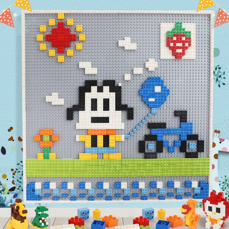

Children Large Particles Building Blocks Wall Bottom Plate with DIY Large Particles Assembled Building Blocks Kindergarten Teach