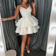 A-Line/принцесса Атласные оборки Спагетти ремни без рукавов Короткие/Мини-платья