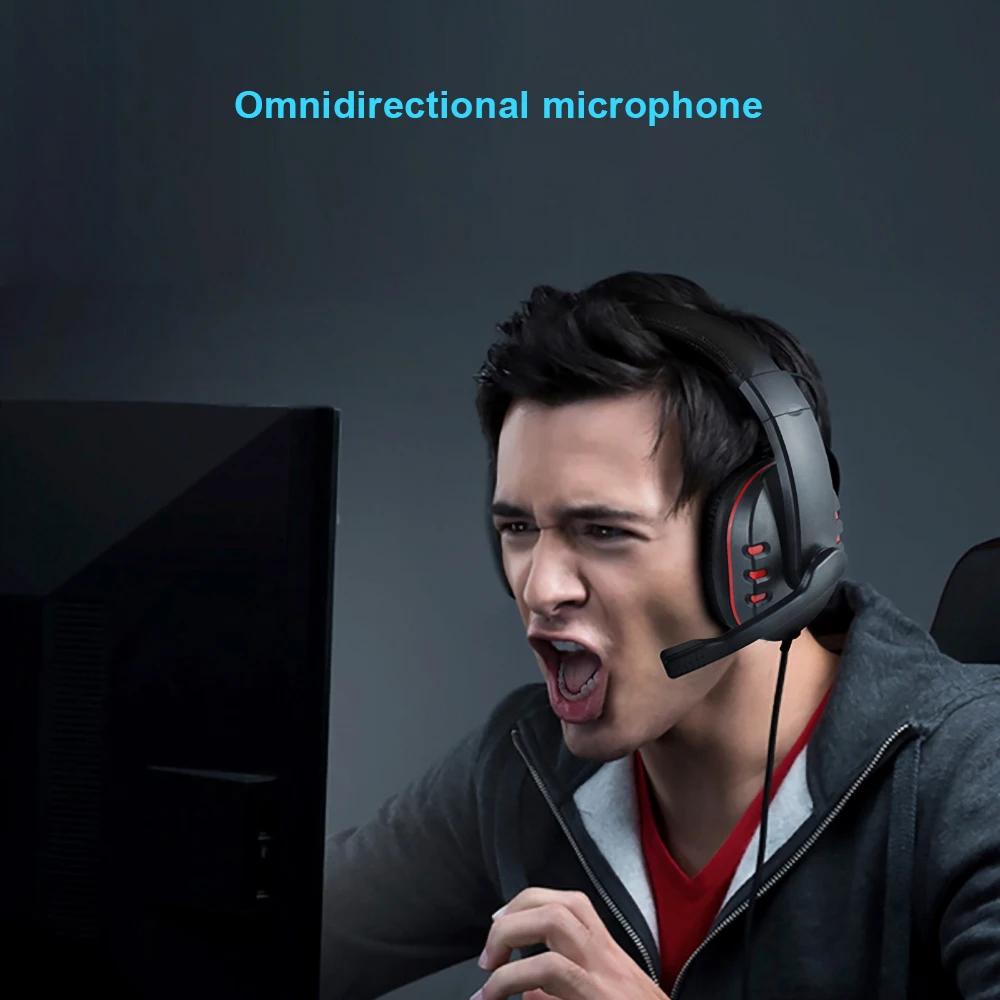Kebidu Stereo 3 5mm Wired Headphones with Mic Adjustable Over Ear Gaming Headsets Earphones Low Bass Stereo for PS4 Xbox One PC