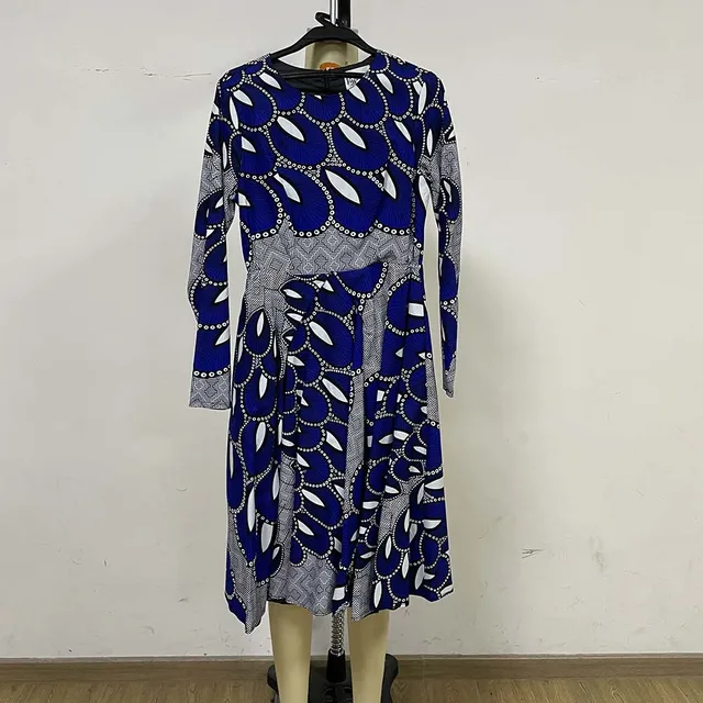 New African Women's Dress National Characteristics Batik Printed Polyester Half Skirt Short Dress Dress as picture