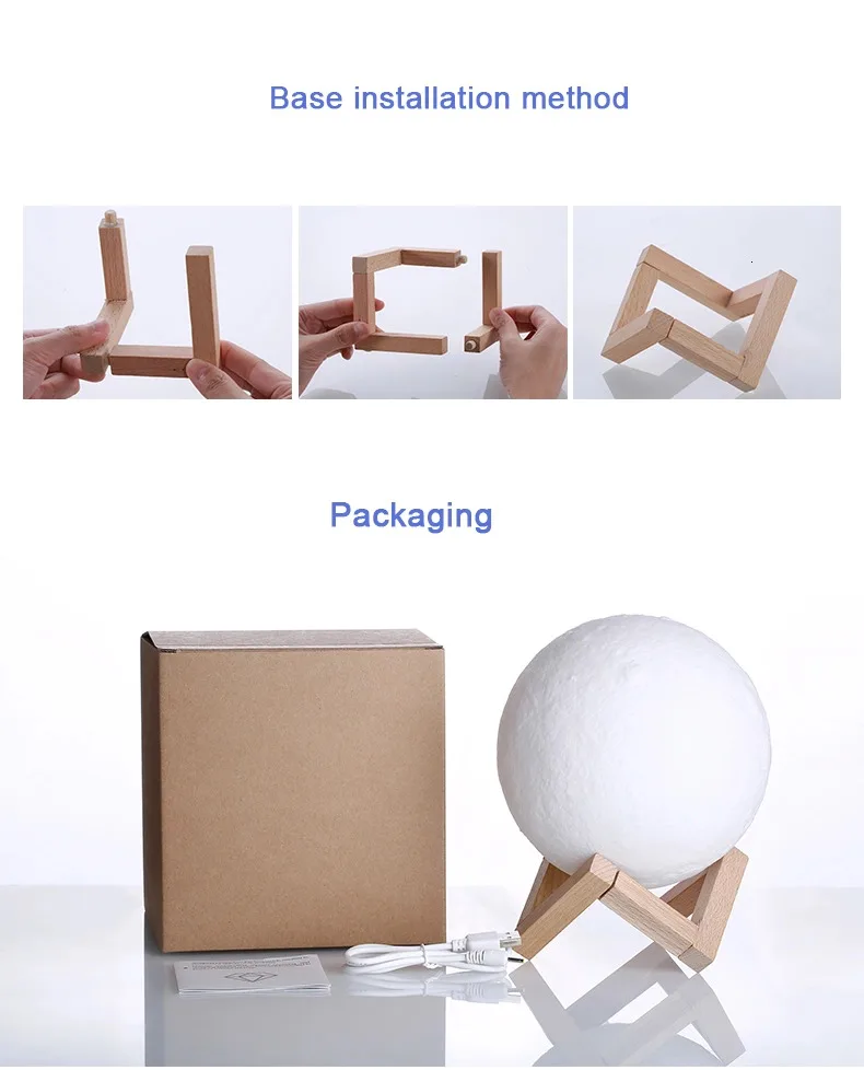 New Design Romantic Night Light 3D Print Moon Lamp From Factory