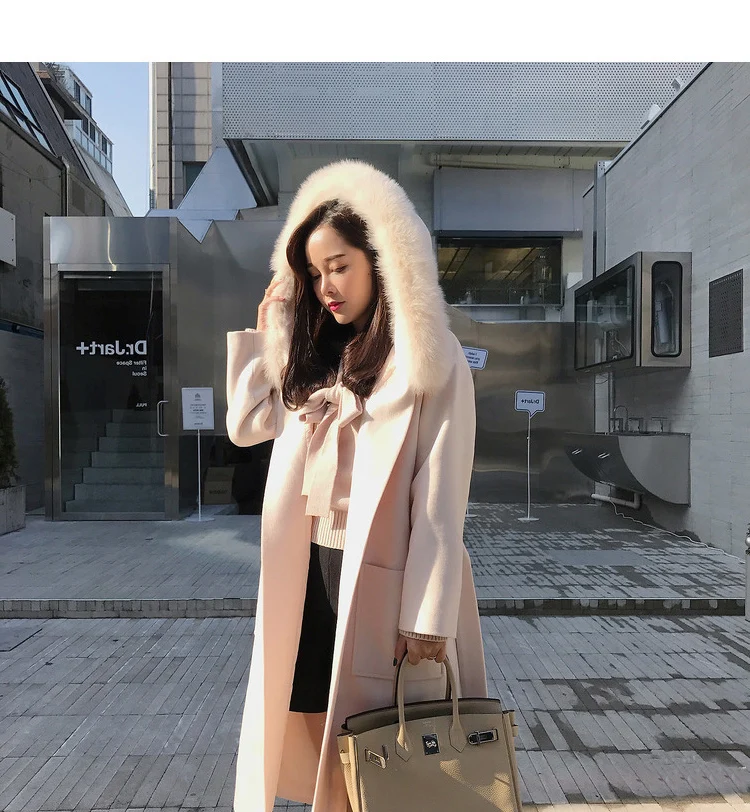 Genuo Новинка зимнее женское пальто осень и зима новое шерстяное пальто большого размера свободное толстое шерстяное пальто с капюшоном женское