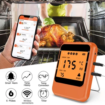 

Wireless Meat Food Steak Thermometer for Oven Grill BBQ Smoker Rotisserie Kitchen Smart Digital Bluetooth Barbecue Accessories