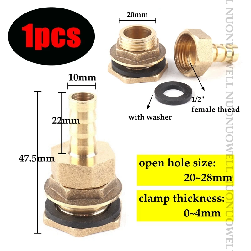 1pcs 1/2" Thread Fish Tank Adapter And Pagoda Connector Swivel Fitting Water Tank Copper Adapter Irrigation Water Hose Connector 