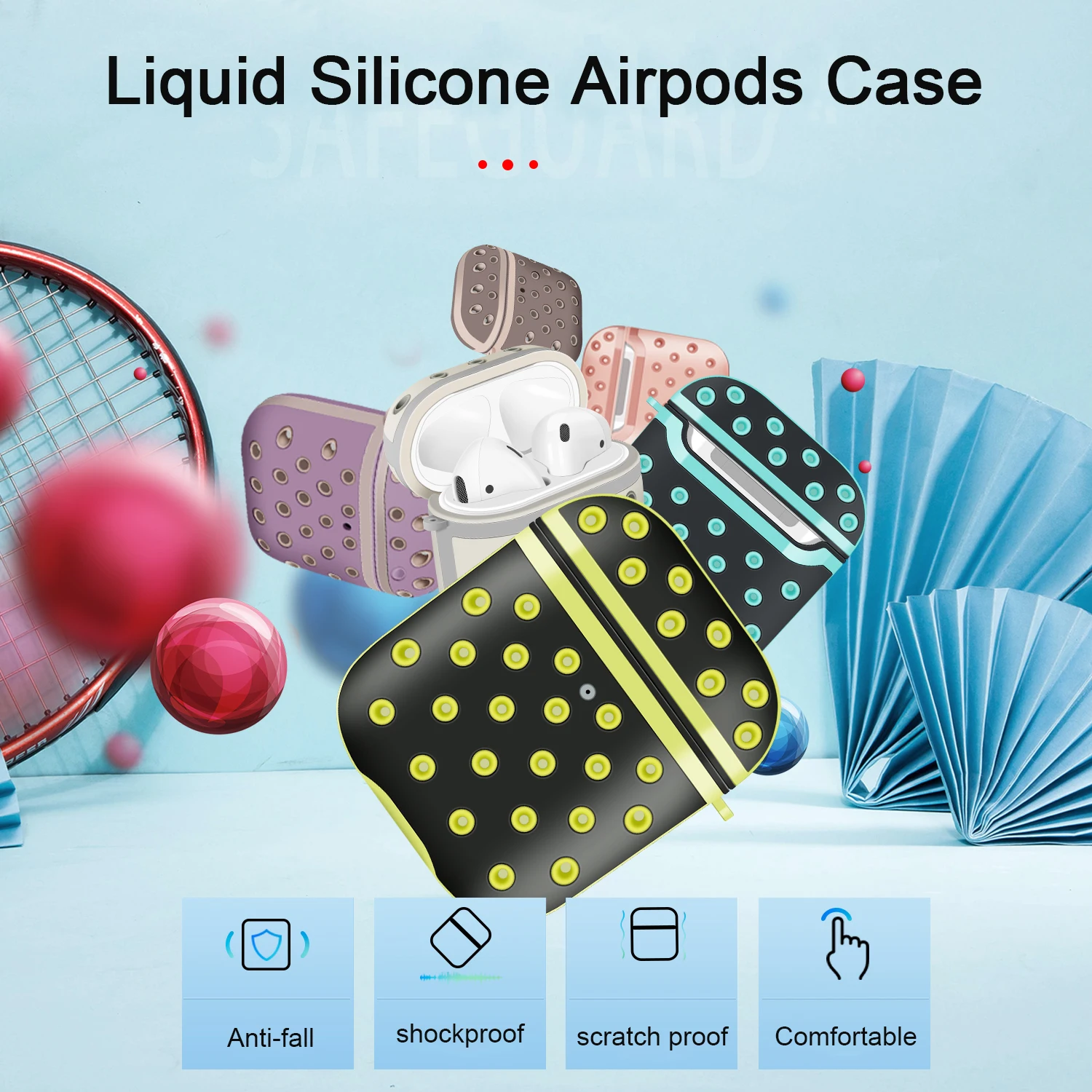 

Sports all inclusive AirPods Case for AirPods 1 2 Cover Bluetooth Headset Charging Box fashion Multicolor Wireless Earphone Case
