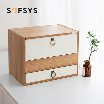 

Large Capacity Cosmetic Storage Box Skin Care Finishing Box Wooden Small Sized Dressing Table Drawer Organizer Storage Boxes