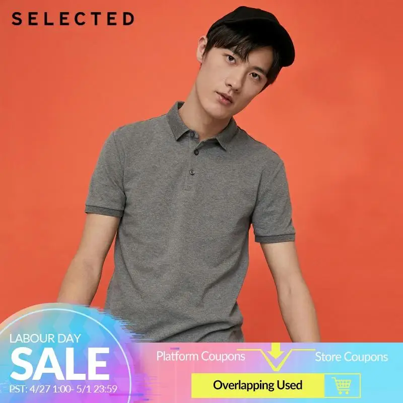 

SELECTED Men's 100% Cotton Slim Fit Summer Stretch Knit Poloshirt |420206523