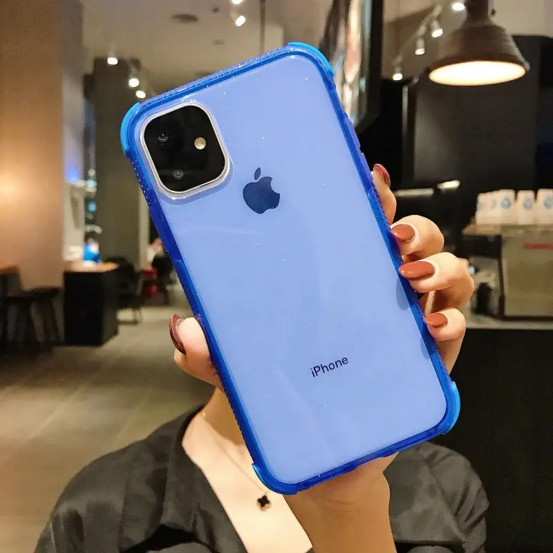 Прозрачный блестящий порошковый чехол для телефона iPhone 11 Pro XR X XS Max 8 7 6 6S Plus Мягкий ТПУ противоударный Блестящий задний Чехол