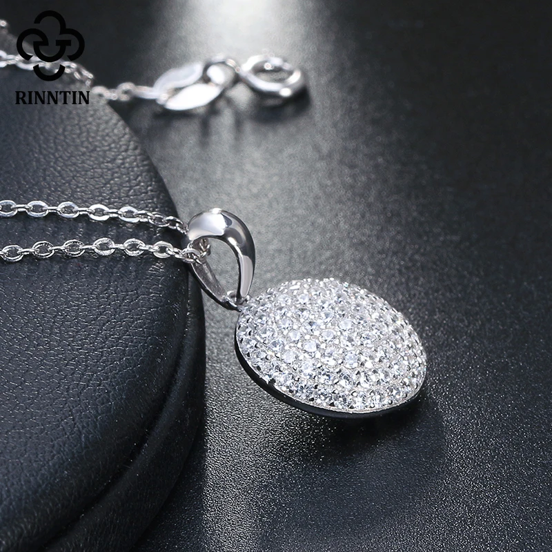 Кулон из серебра 925 пробы с фианитом 45 см|necklace silver pendant|necklaces pendants 925necklace round pendant |
