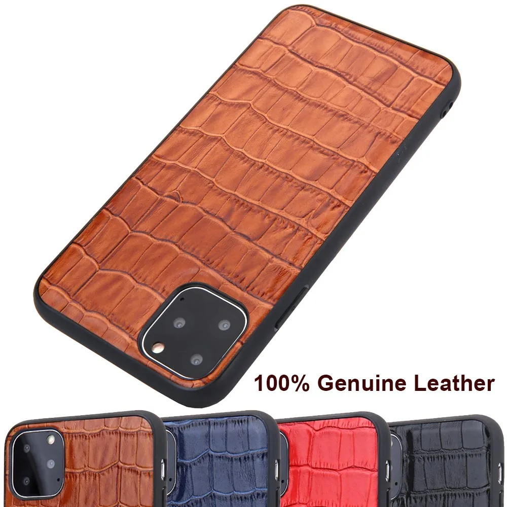 

Genuine Leather case for iphone 11 case Luxury crocodile 360 soft bumper for iphone 11 pro max case for iphone xr xs max case