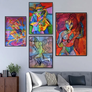 

Wall Art Abstract HD Prints Aesthetic Home Decor Colorful Poster Figure Pictures Canvas Retro Style Paintings For Living Room