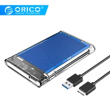 ORICO чехол для жесткого диска 2,5 дюйма SATA-USB 3,0 прозрачный и алюминиевый корпус для жесткого диска для HDD SSD диск 5 Гбит/с HD внешний HDD коробка