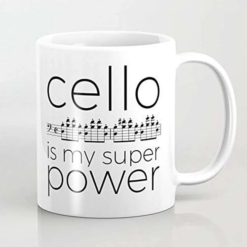 Белый Cello Is My Super power(белая) Керамическая кофейная кружка белая-Забавный Кубок для вина-11 унций кофейная кружка-идеально подходит для свадьбы, Дня матери - Цвет: Белый