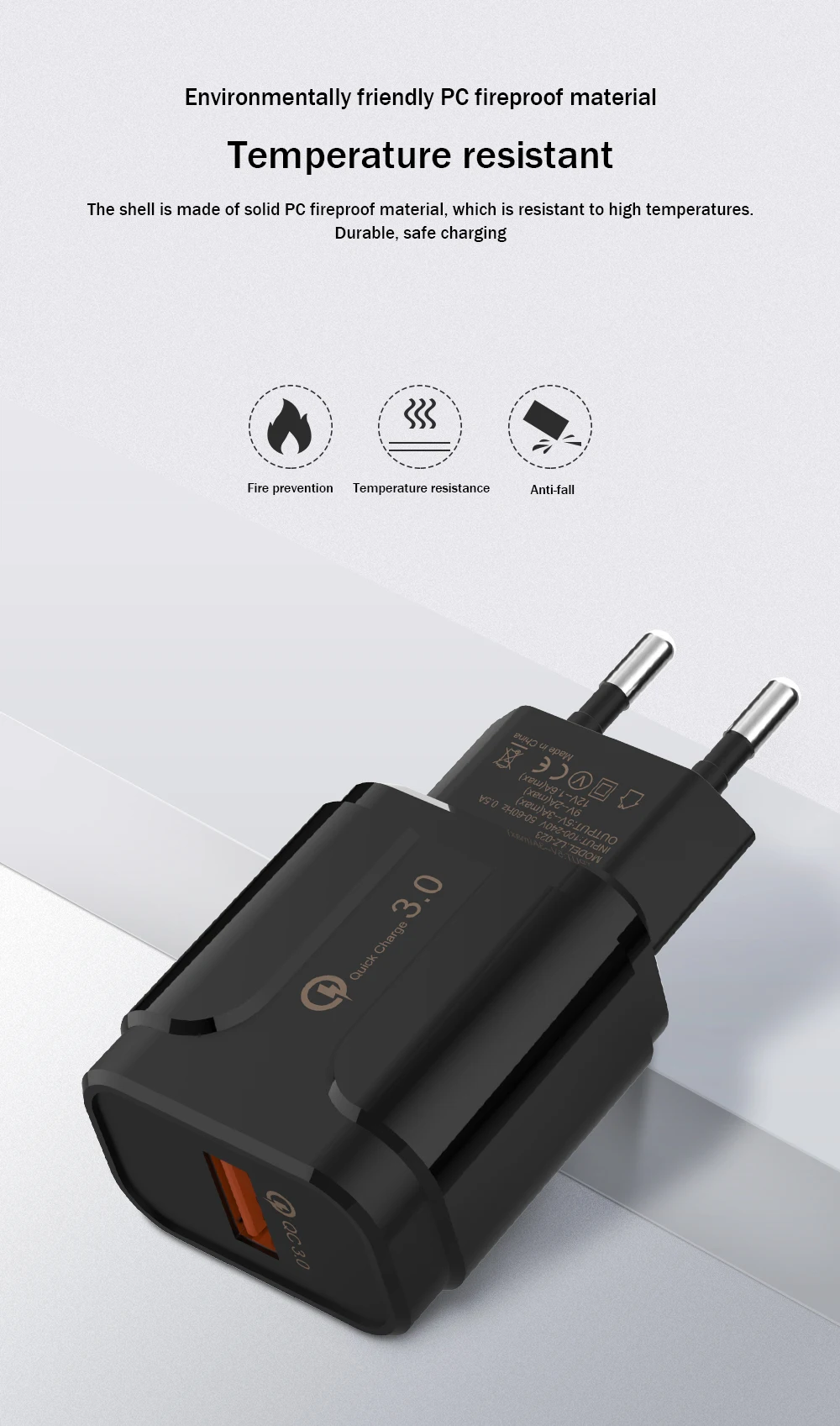 QC3.0 быстрое USB зарядное устройство с европейской вилкой, дорожное настенное зарядное устройство для мобильного телефона для iPhone X Xiaomi Mi 9 huawei P30 Pro, адаптер питания для типа C