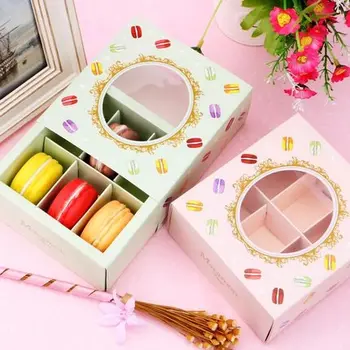 

10/20/40pcs Macaron Cake Box Window 6 Grid Chocolate Candy Cookies Pastry Food Package wedding Party Birthday Gift Packaging Box
