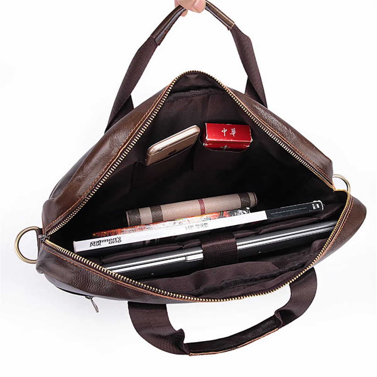 Osmond Модные мужские портфели из натуральной кожи Бизнес Офис 15 ''сумка для ноутбука роскошный бренд мужские сумки через плечо
