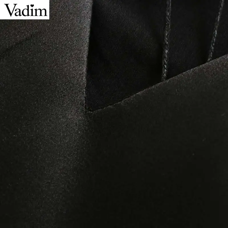 Vadim Женская Сексуальная короткая женская ночная кофта танки с бантиком и без рукавов с открытой спиной Женские стильные однотонные рубашки черный шик Женские повседневные топы WA463