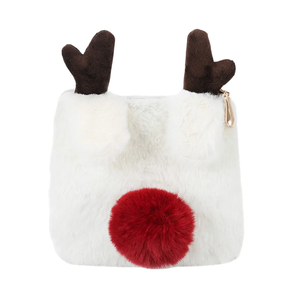 Рождественский мини-сумка с принтом оленя для маленьких девочек и декоративный, плюшевый сумка Повседневное цепи с застежкой-молнией детская школьная сумка торебка