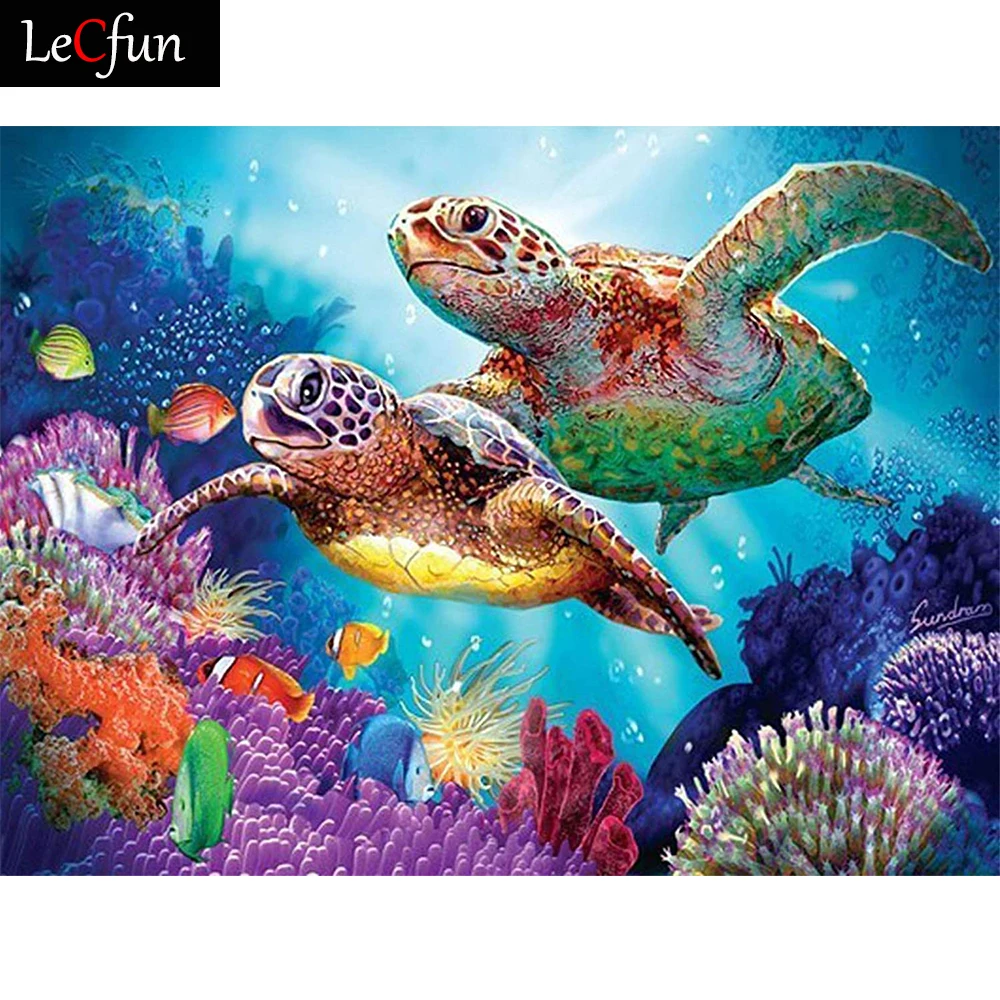 Алмазная краска по номерам LeCfun рисование морских черепашек яркий алмаз