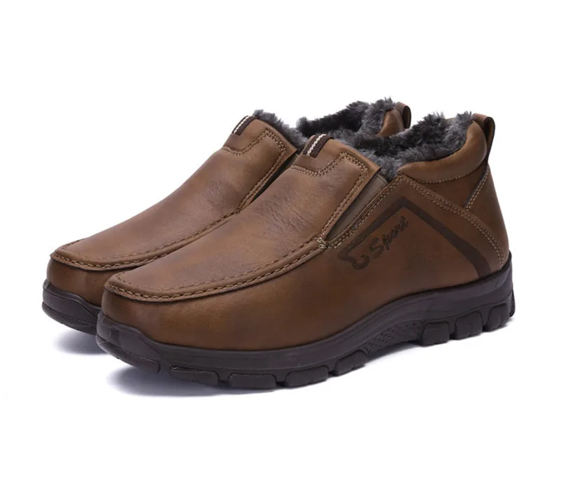QIYHONG/Роскошные Брендовые мужские зимние ботинки; теплые мужские полусапожки на меху; модные мужские деловой официальный офисный кожаный обувь
