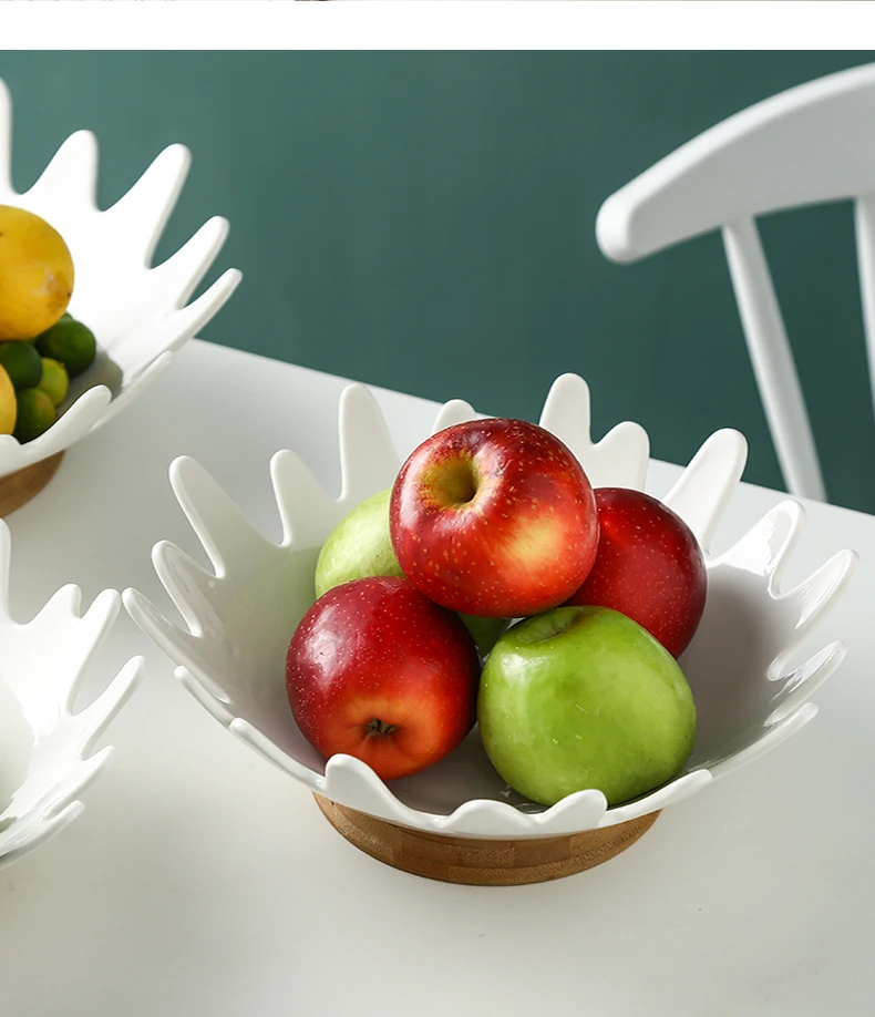 Простая керамическая тарелка для фруктов, бытовая корзина для фруктов, поднос для хранения сушеных фруктов, креативный современный салатник для гостиной
