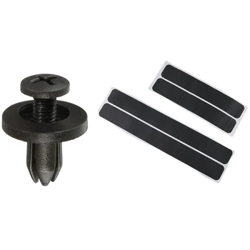 

4PCS Door Sill Scuff Welcome Pedal Protect Carbon Fiber Stickers & 50x Car Bumper Fasteners 6mm Nylon Plastic Buckle