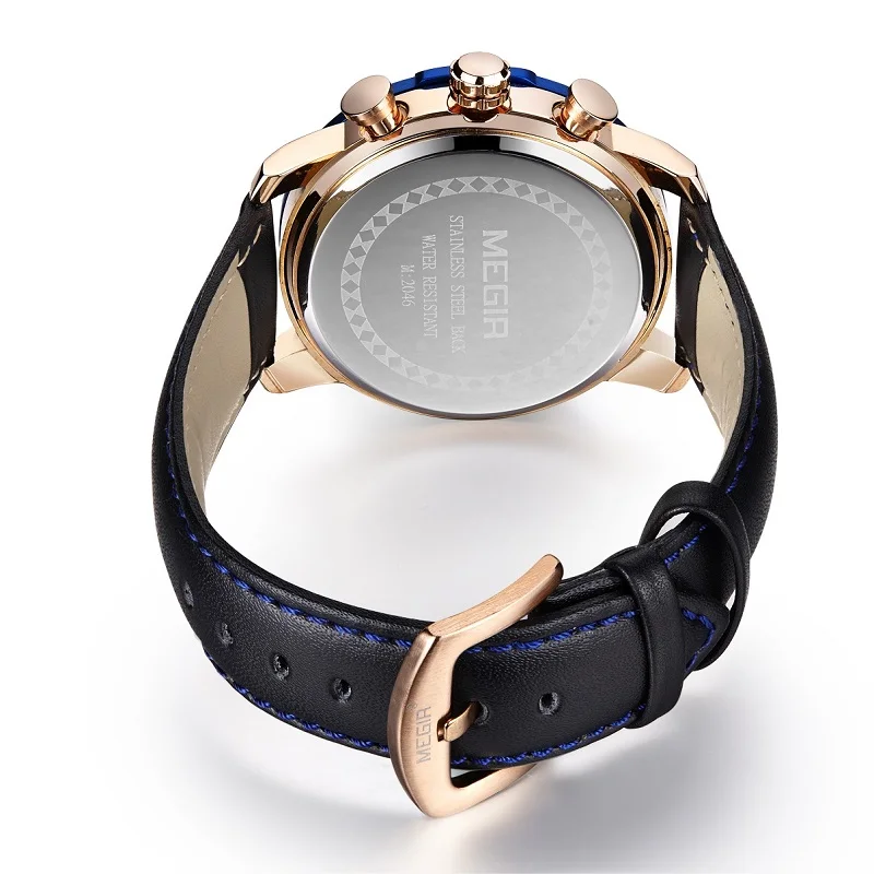 MEGIR, Топ бренд, мужские часы, Relogio Masculino, роскошные кожаные военные часы, мужские кварцевые часы, Relojes Hombre 2046 Relogios