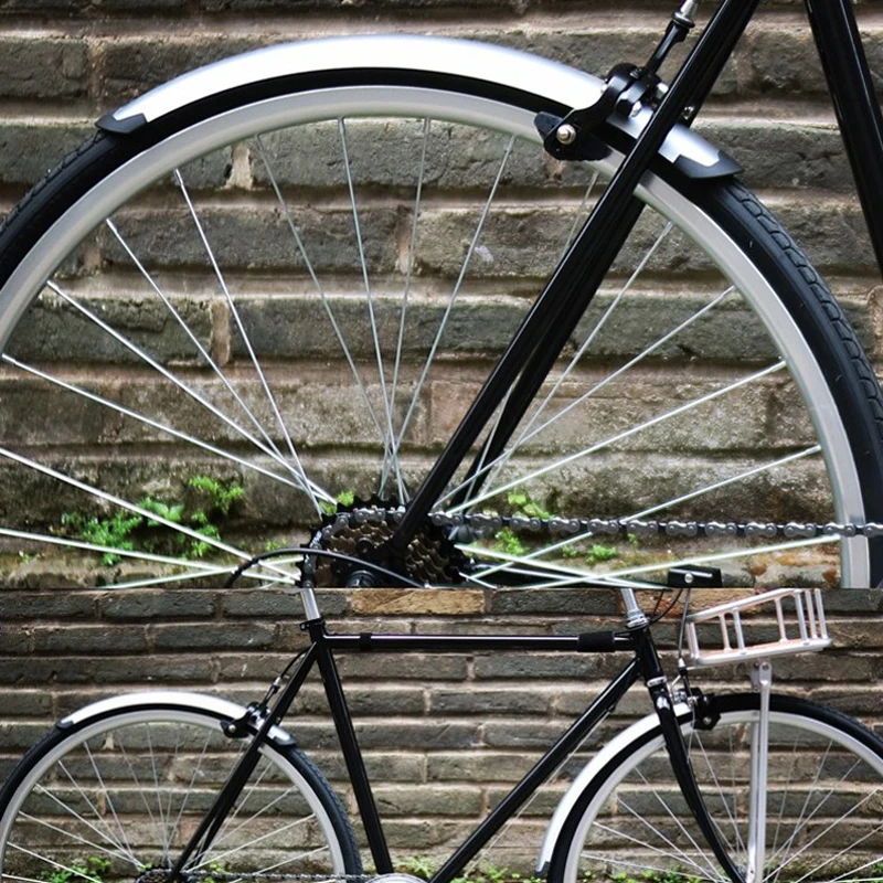 

Fixe Bike Fenders Silver 1 Pair Front and Rear Retro 700C Road Bicycle Fender Bicycle Practical Parts