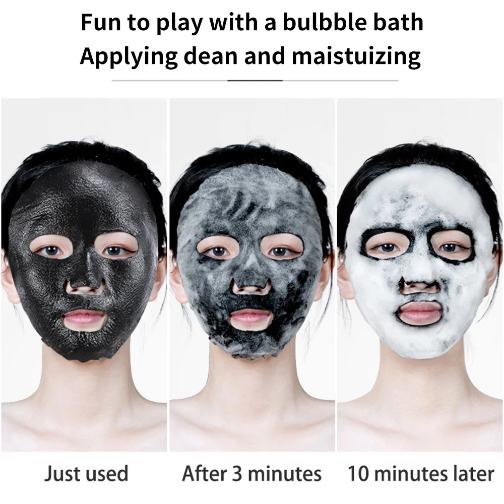 1pc Black Sea Salt Pure Moisturizing Bubble Facial Mask Deep Cleansing Oil Control Skin Rejuvenation Shrink Pore Foam Black Mask-3