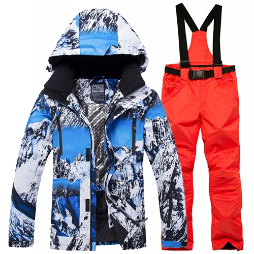 Новинка, зимний лыжный костюм для мужчин, теплый, ветрозащитный, водонепроницаемый, для спорта на открытом воздухе, зимние куртки и штаны, мужской лыжный костюм, мужская куртка для сноуборда - Цвет: color13