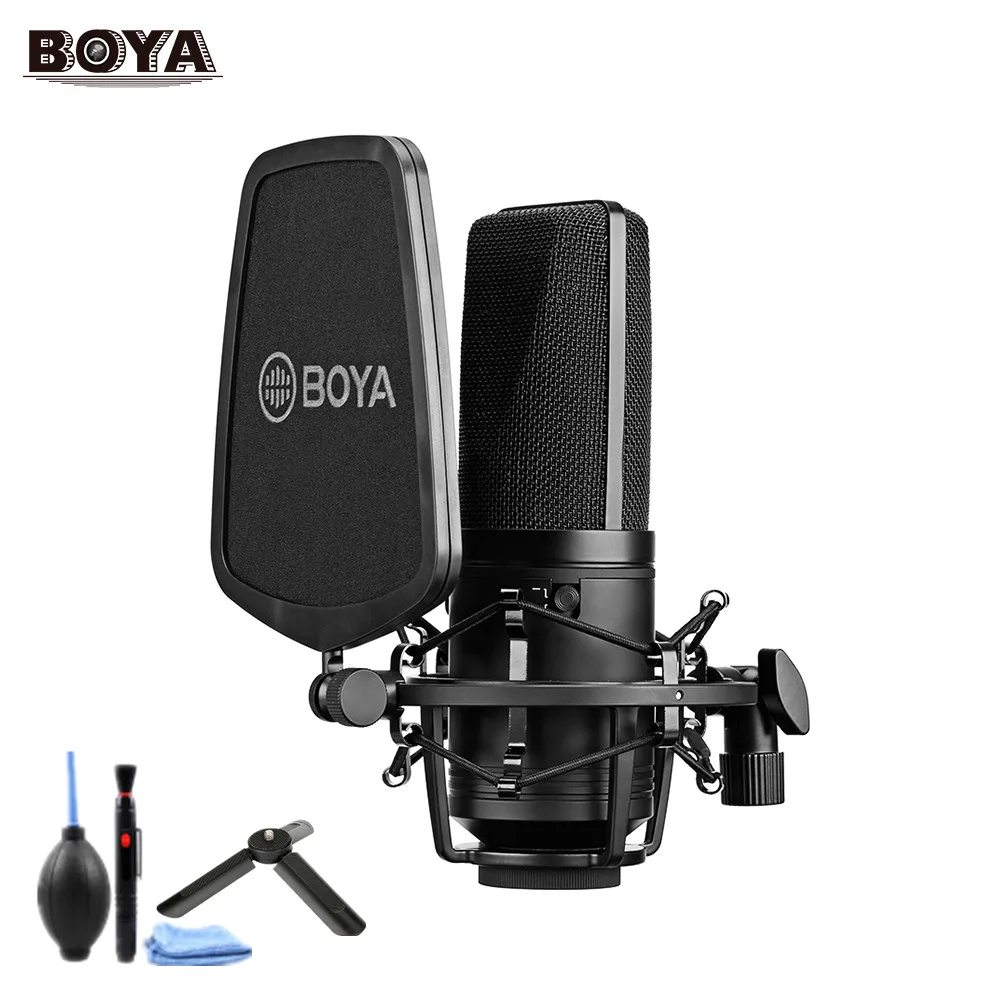 BOYA BY-M1000 алюминиевый микрофон из сплава Mic Kit кардиоид/всенаправленный/Двунаправленный микрофон для певца вокала Podcaster Studio