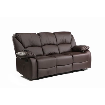 

ECODE Sofa Box Three Seater Recliner with massage beauty by Ripple Vibrating, calor Lumbar, leatherette ECO-8590/3 Brown