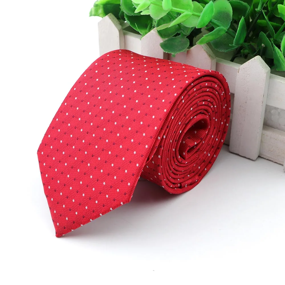 6 New Formal Ties For Men Classic Polyester Woven Colorful Dots Necktie Fashion Skinny 7CM Wedding Business Party Casual Gravata - Color: 6