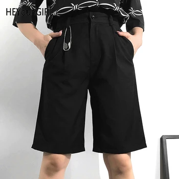

2020 Sexy Black Casual Knee Length Pants Capris Elegant High Waist Short Pants Women Korean Cropped Ladies Trousers Summer 2020