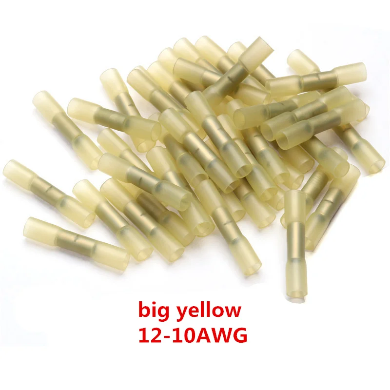 Big yellow 10/20/25/50 шт изолированный тепла клемма с термоусадочной изоляцией СРГ 22-10 Батт Электрический зажим для проводов, разъемы и кабельного разъема - Цвет: Big yellow