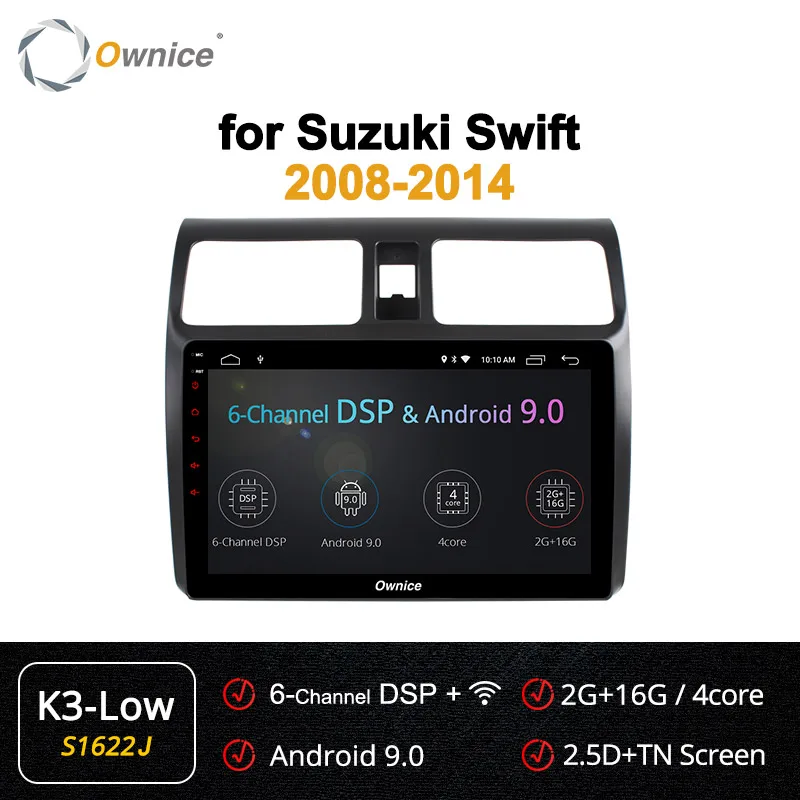 Ownice K3 K5 K6 Octa 8 ядерный 10," Android 8,1 автомобильный dvd-плеер для Suzuki Swift 2008- gps 360 панорама DSP 4G Радио стерео - Цвет: S1622 K3-Low