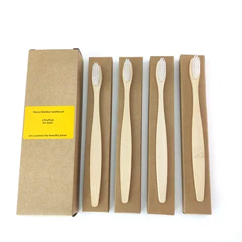 

Toothbrush Natural Bamboo Eco Friendly Soft Fiber 4PCS Oral Cleaning Teeth Care Wood Handle