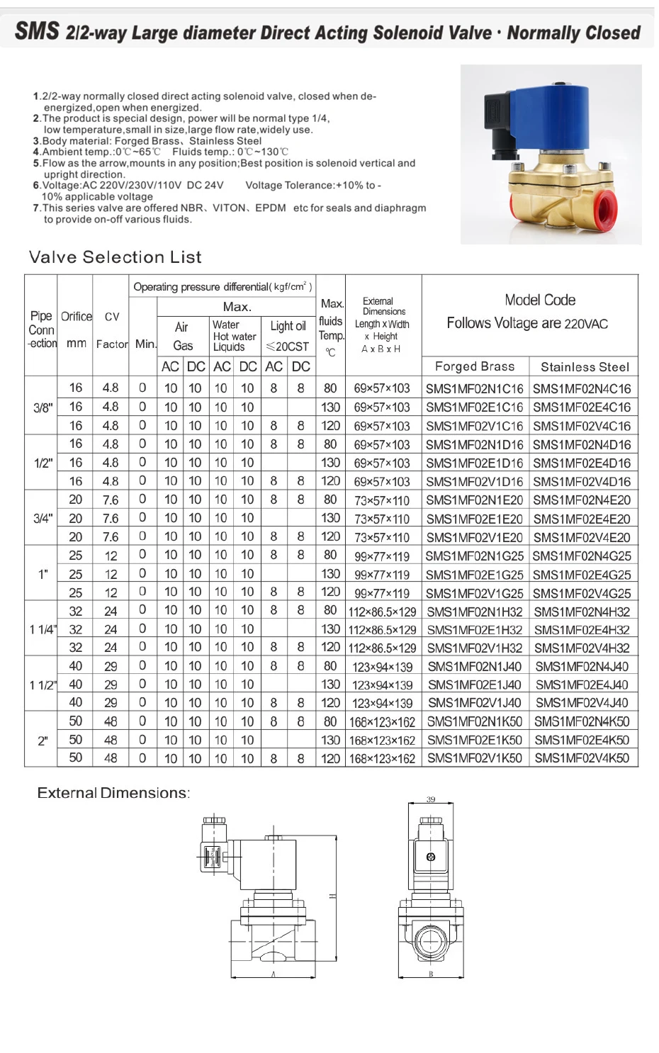 DC24V AC220V 110V 24 V, SMS, стальная труба большого диаметра ходовые непосредственные действующие нормально закрытый электромагнитный клапан, водные магистрали из Желтой меди с клапанами, G3/" G2", тройной этилен-пропиленовый 130 ℃