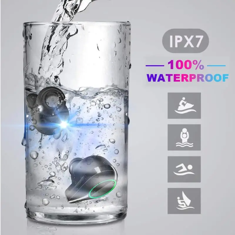 T9 TWS Bluetooth Earphone IPX7 Waterproof LED Power Digital Display with 7000 mAh Charge Box Power
