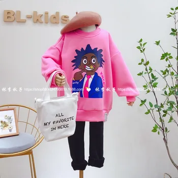 

Children's Fleece Sweater Boys Fall/Winter 2020 Big Kids' Hip Hop Crew Neck Loose Top