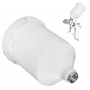 

1 Pc White Plastic Top SprayGun 600ml Paint Cup Pot Plastic Air Gravity Feed Fast Mover Stainless Steel Threaded