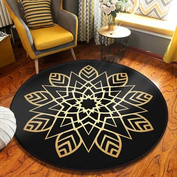 

Moroccan Style Bedroom Rug Carpets Color Gradual Parlor Area Rug Flannel Non-slip Chair Mat Bohemia Round Living Room Carpet