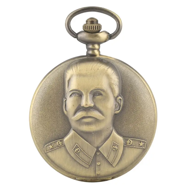 Stalin Pocket Винтажное ретро ожерелье Сталина карманные часы на цепочке лаконичный большой белый чехол с циферблатом кварцевые модные металлические часы - Цвет: Stalin Pocket